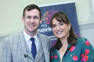 Two speakers from our My Moving Brain community connect event - Michael McKillop and Emma Beamish - standing next to one another.